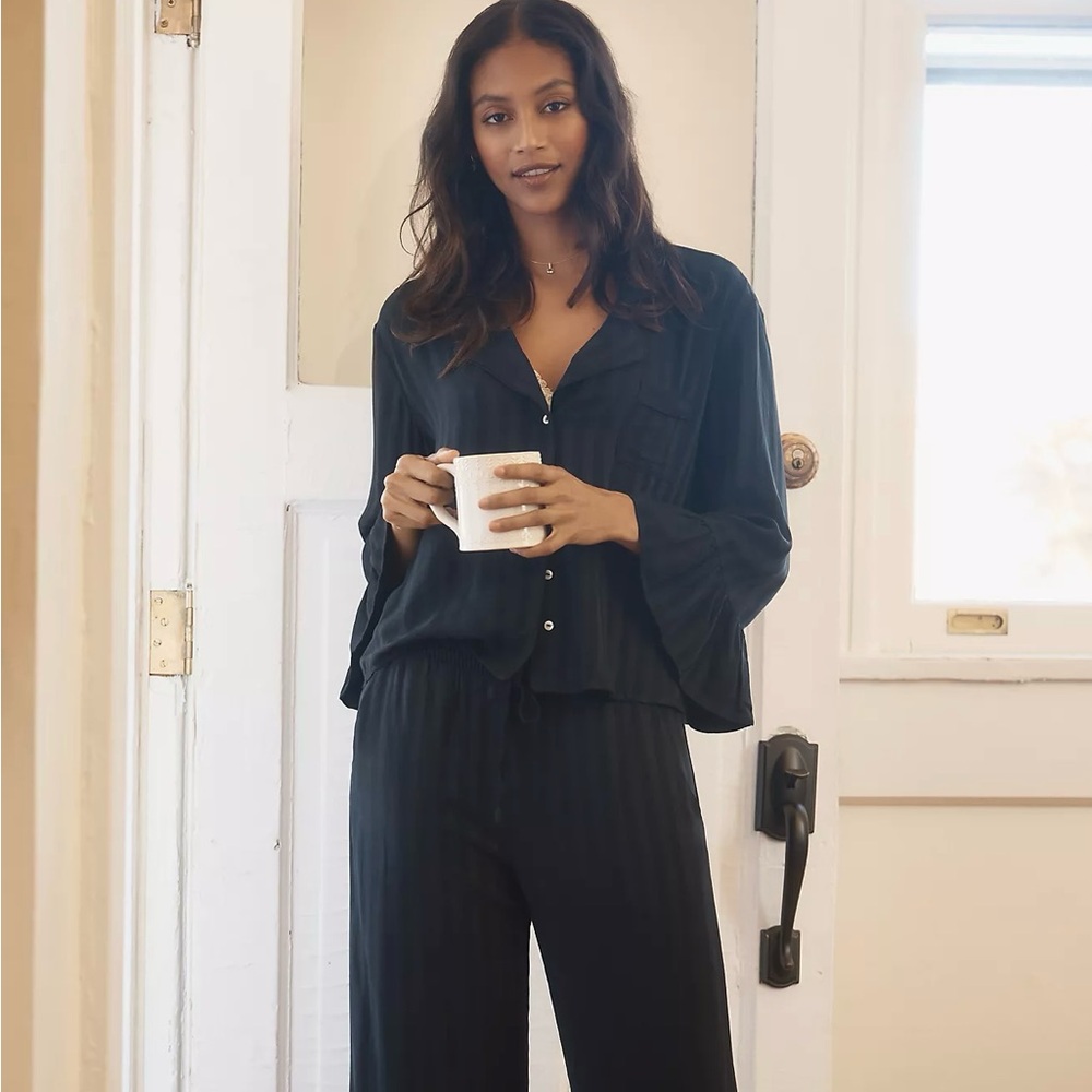 Anthropologie relaxed black button down shirt